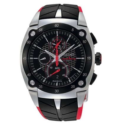 Seiko Sportura Watch Strap SPC009 Black, Red Rubber