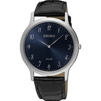 Seiko Solar Watch Strap SUP861 Black Leather