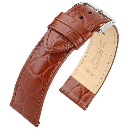 Hirsch Crocograin Watch Band Golden Brown