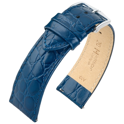 Hirsch Crocograin Watchband Blue
