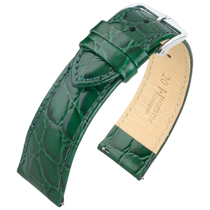 Hirsch Crocograin Watch Band Green