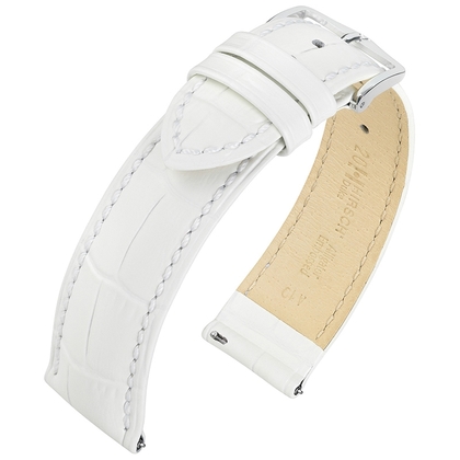 Hirsch Duke Watch Band Alligatorgrain White