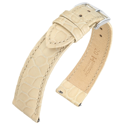 Hirsch Aristocrat Watch Band Crocograin Beige