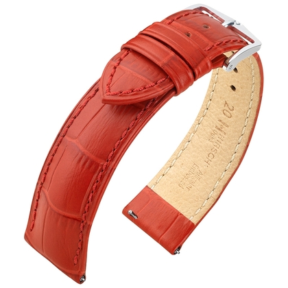 Hirsch Duke Watch Band Alligatorgrain Red