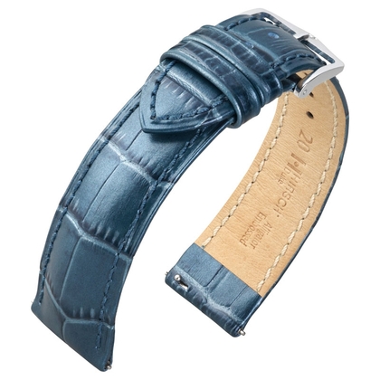 Hirsch Duke Watch Band Alligatorgrain Metallic Blue Limited Edition