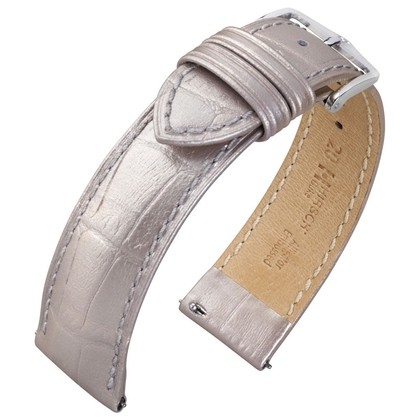 Hirsch Duke Watch Band Alligatorgrain Metallic Silver Limited Edition