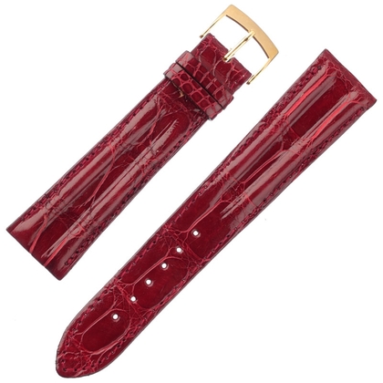 Alligatore Real Louisiana Alligator Watch Strap Double Ridge Bordeaux - 20mm