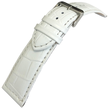 Alligator Calf Skin Watch Strap Lenzers White 24mm