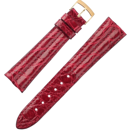 Coccodrillo Real Crocodile Watch Strap Double Ridge Bordeaux - 20mm