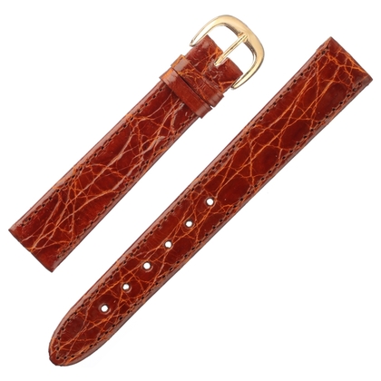 Coccodrillo Real Crocodile Skin Watch Strap Cognac Flat - 16mm