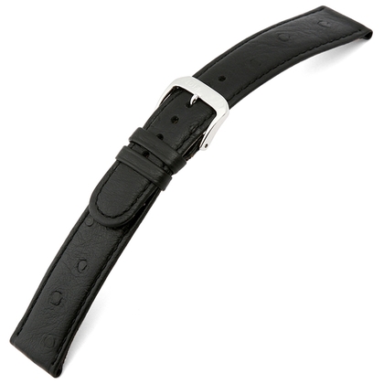 Happel Dundee Ostrich Watch Strap Cowhide Black