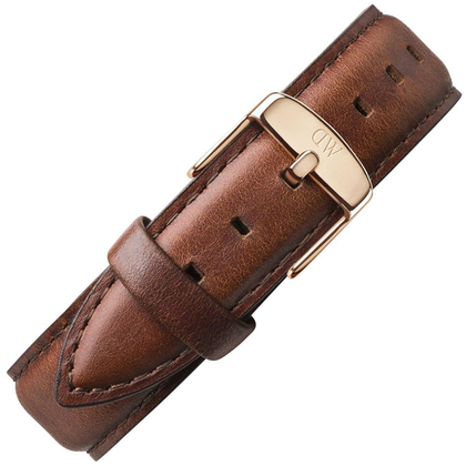 Daniel Wellington 19mm Dapper St Mawes Brown Leather Watch Strap Rosegold Buckle