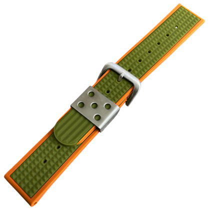 Waffle Strap Rubber Watch Strap Orange Green