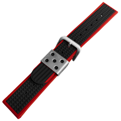 Waffle Strap Rubber Watch Strap Red Black