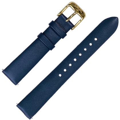 LLarsen / Lars Larsen 18mm Watch Strap Blue Calf Skin - Golden Buckle