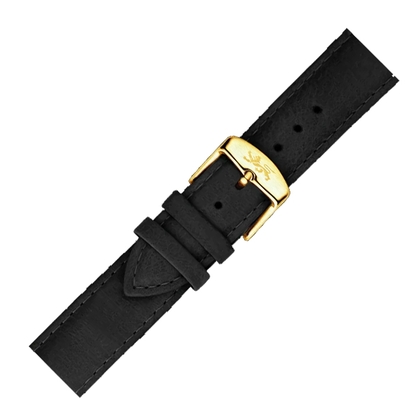 LLarsen / Lars Larsen 20mm Watch Strap Black Calf Skin - Golden Buckle