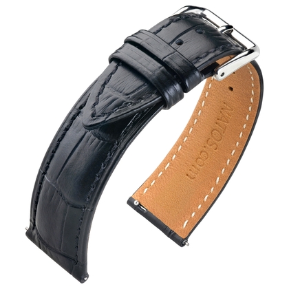 Calf Skin Alligatorgrain Watch Strap Black