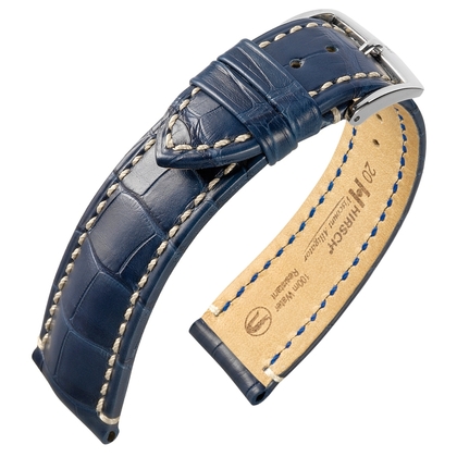 Hirsch Viscount Louisiana Alligator Skin Watch Band 100m WR Semi-Matte Blue