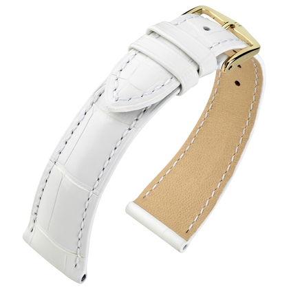 Hirsch Berlin Louisiana Alligator Watch Strap Matte Light White