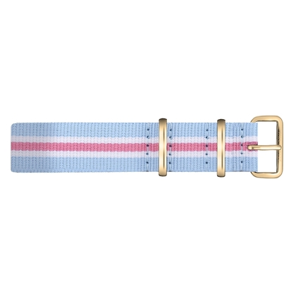 Paul Hewitt NATO Watch Strap Lightblue White Pink with Gold Buckle 20mm