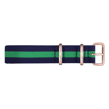 Paul Hewitt NATO Watch Strap Navyblue Green with Rosegold Buckle 20mm