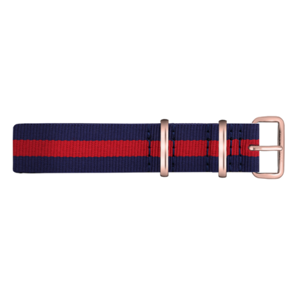 Paul Hewitt NATO Watch Strap Navyblue Red with Rosegold Buckle 20mm