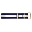 Paul Hewitt NATO Watch Strap Navyblue White with Gold Buckle 20mm