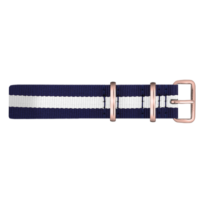 Paul Hewitt NATO Watch Strap Navyblue White with Rosegold Buckle 20mm