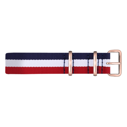 Paul Hewitt NATO Watch Strap Navyblue White Red with Rosegold Buckle 20mm