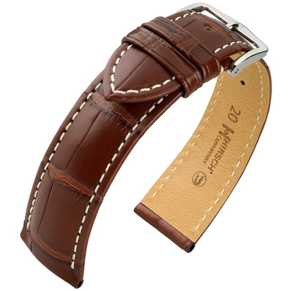 Hirsch Connoisseur Louisiana Alligator Leather Watch Strap Brown Matt