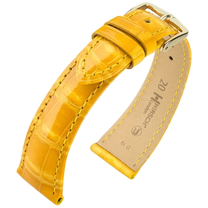 Hirsch London Watch Strap Alligator Skin Shiny Dark Yellow - 20mm