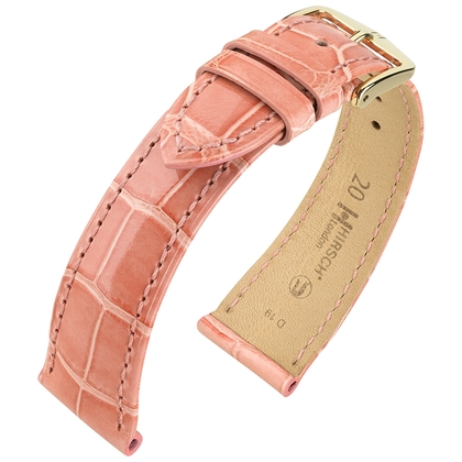 Hirsch London Watch Strap Alligator Skin Shiny Pink - 20mm