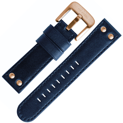 TW Steel Watch Band TW404, TW406, CE6000 - Blue, Rose Golden Buckle 22mm