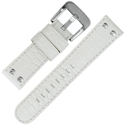 TW Steel Watch Band White Crocograin Calfskin 24mm