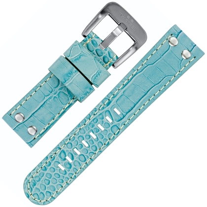 TW Steel Watch Band Light Blue Croco Calfskin 22mm