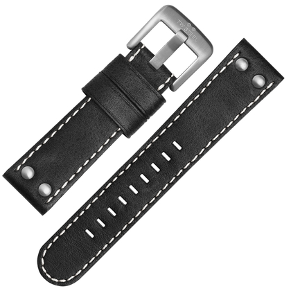 TW Steel Watch Band CS1, CS3 - TWS1 Black, White Stitching 22 mm