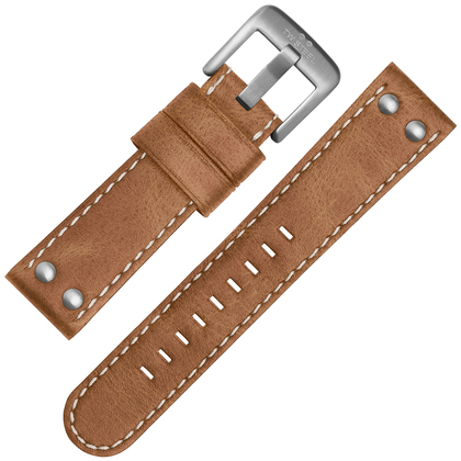 TW Steel Watch Band CS11, CS13 - TWS11 Light Brown, White Stitching 22mm