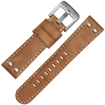 TW Steel Watch Band CS12, CS14 - TWS12 Light Brown, White Stitching 24mm