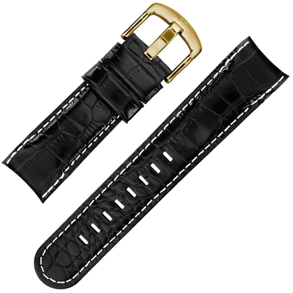 TW Steel Grandeur TW96 TWA96 Watch Strap Black Croco Calfskin - 24mm