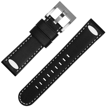 TW Steel Universal Watch Strap Black Leather Oval Stud - 22mm