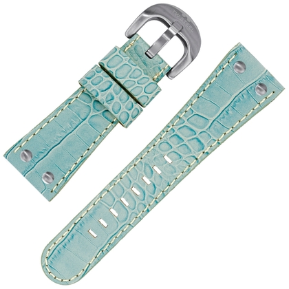 TW Steel Goliath Watch Strap Light Blue Croco Calf Skin 26mm