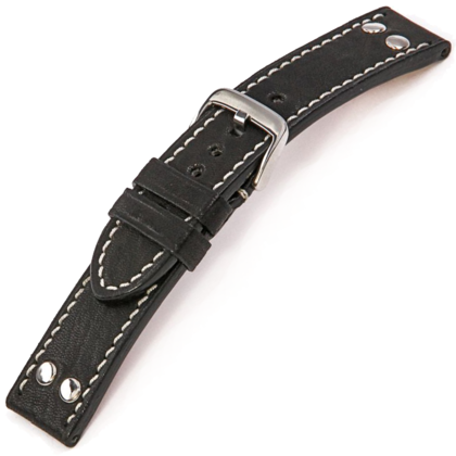 Happel Rockford Watch Strap Vintage Leather Black