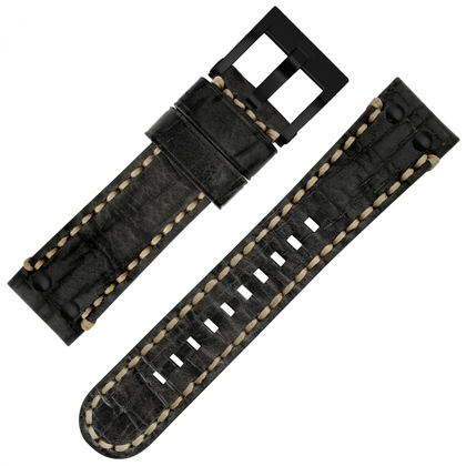 TW Steel Universal Watch Strap Vintage Leather Black - Black Buckle
