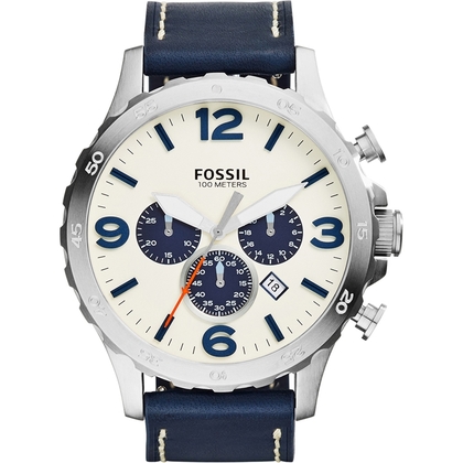 Fossil JR1480 Watch Strap Blue Leather
