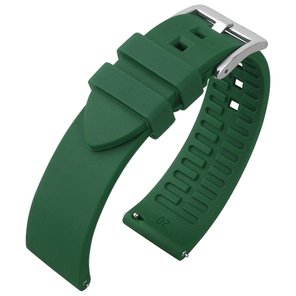 Curved End Silicone Rubber Watch Strap Green