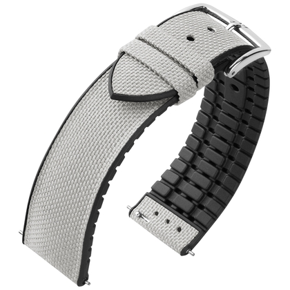 Hirsch Arne Performance Recycled Watch Strap Gray PET / Black Rubber
