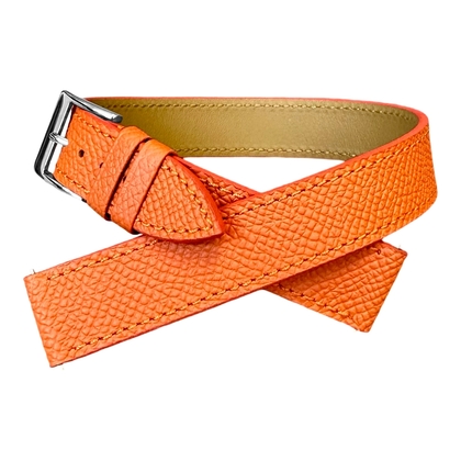 LIC Double Tour Hermes Type Watch Strap Epsom Calf Skin Orange