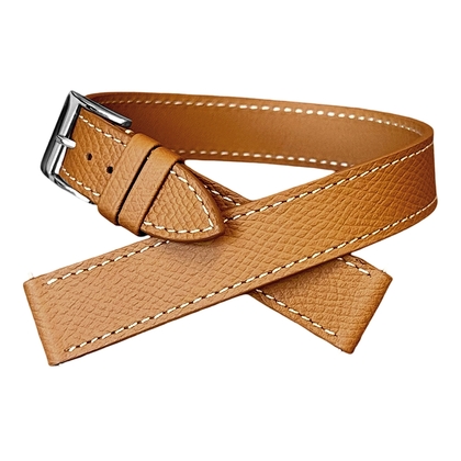 LIC Double Tour Hermes Type Watch Strap Epsom Calf Skin Light Brown