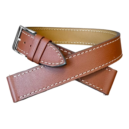 LIC Double Tour Hermes Type Watch Strap Nappa Calf Skin Cognac