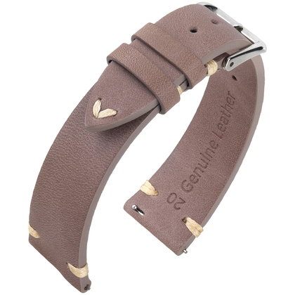 Oily Leather Vintage V-Stitch Watch Strap Taupe